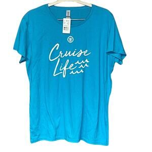 Gildan Royal Carribean cruise life tee tshirt aqua blue cruising waves size 2XL